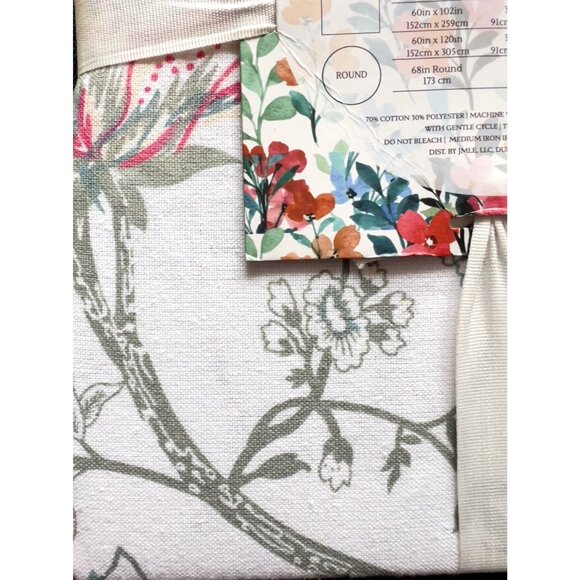 NWT Summer Love Tablecloth Blue Pink 60" x 84" 70% Cotton Mireille Designs - Picture 9 of 10